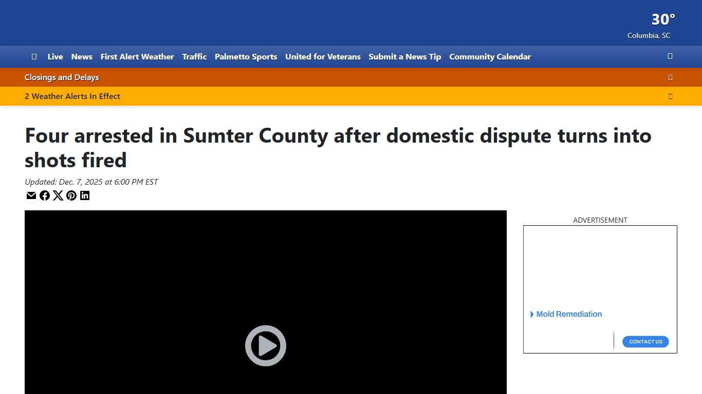 Four arrested in Sumter County after domestic dispute turns into shots fired